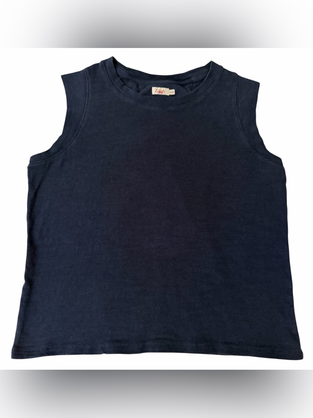 Faherty Tank Top Womens M Navy Blue Crew Neck Organic Cotton Cropped Classic